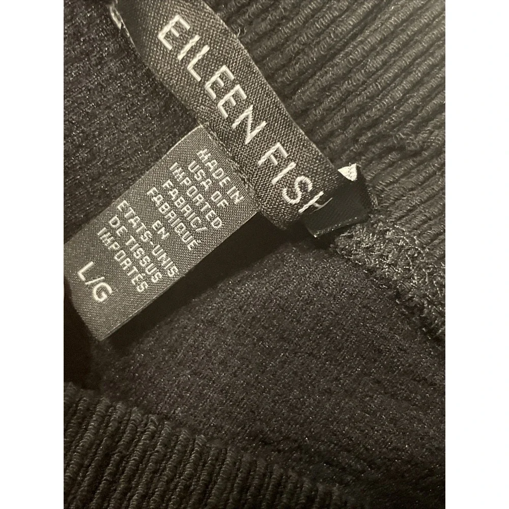 Eileen Fisher Ribbed Slim Pants Women's Large High‎ Rise Stretch Black - Picture 4 of 6
